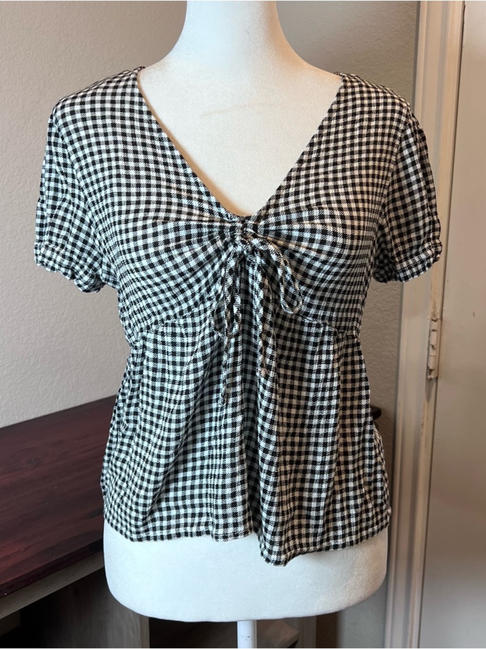 Black & White Checkered BabyDoll Top